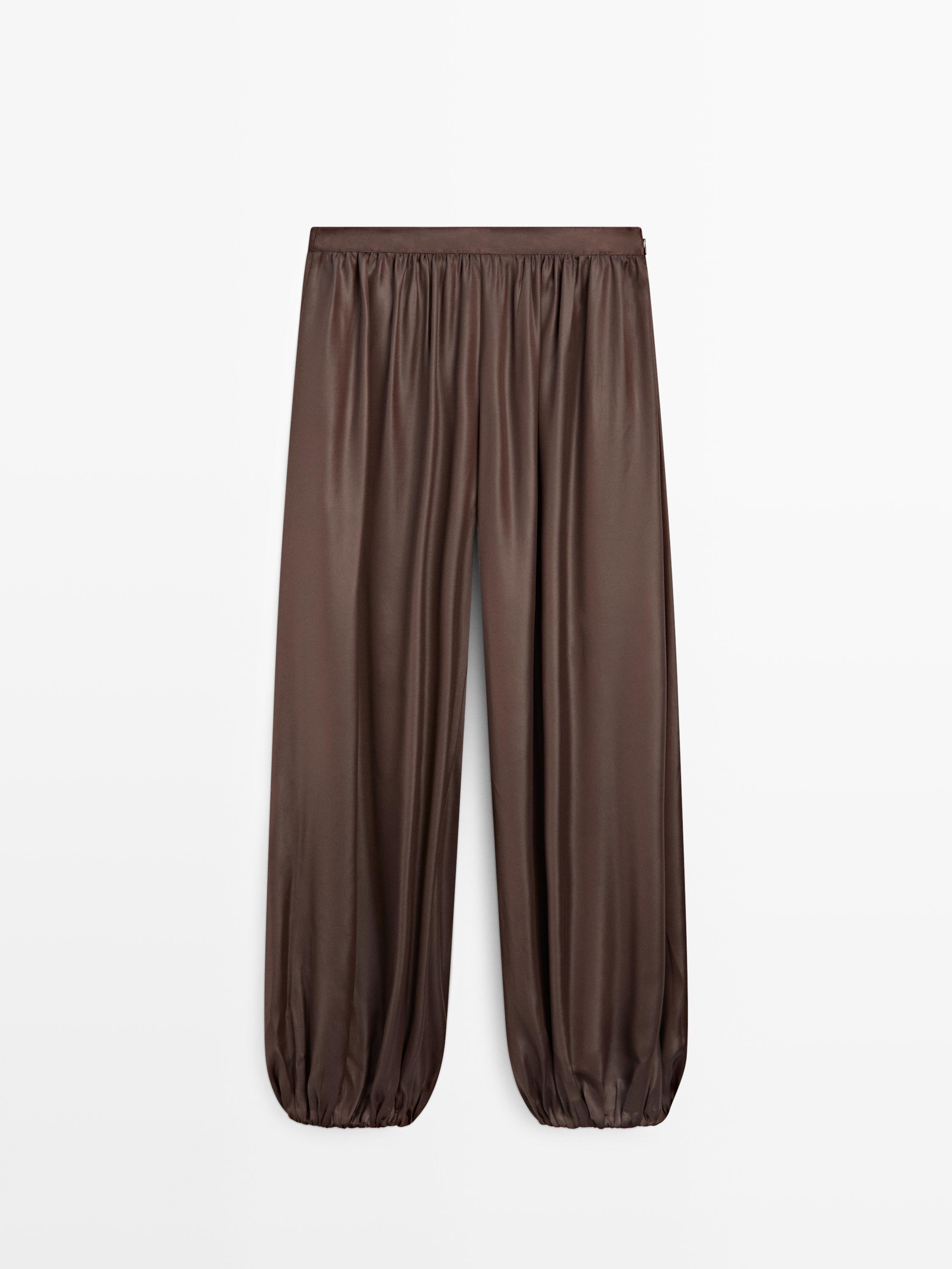 Flowing balloon fit satin trousers